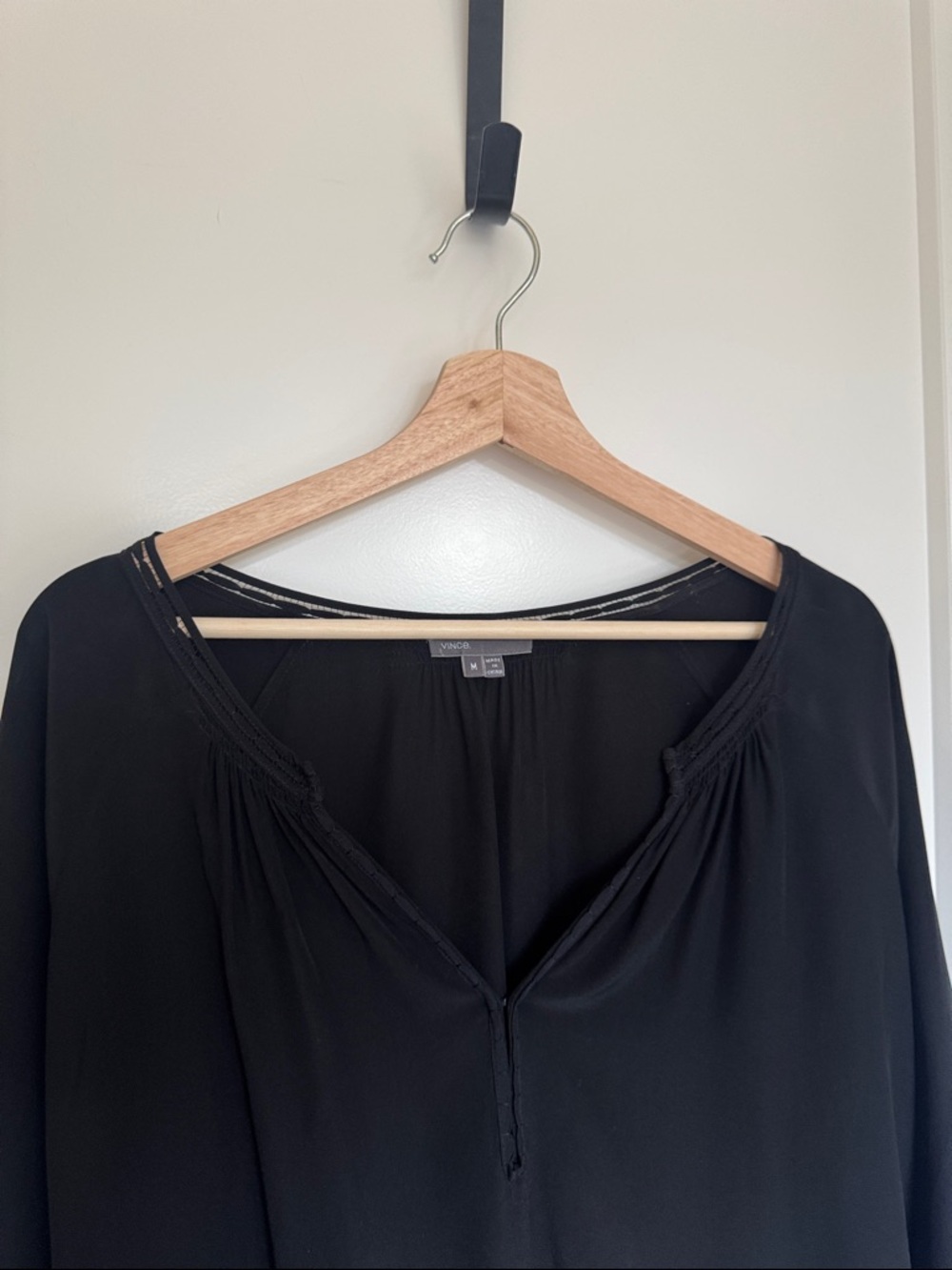 Vince Black silk boho style Top
